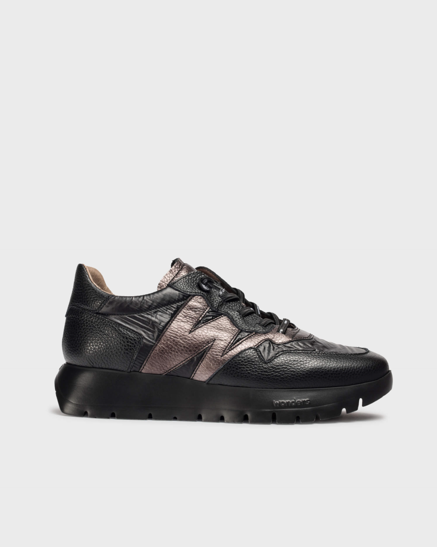 Sneakersy damskie Wonders W104 czarne z ołowianym W