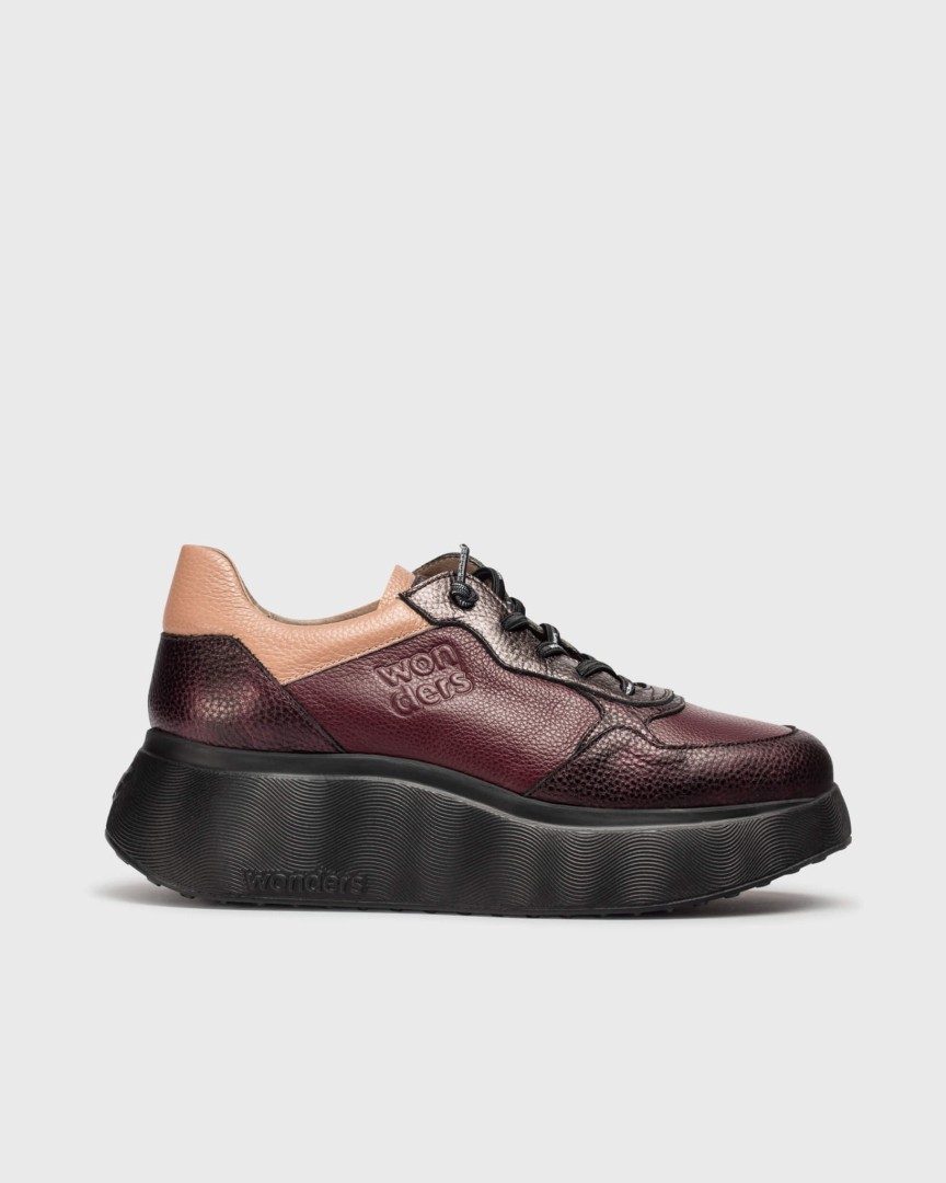 Sneakersy damskie Wonders W102 czarne bordo