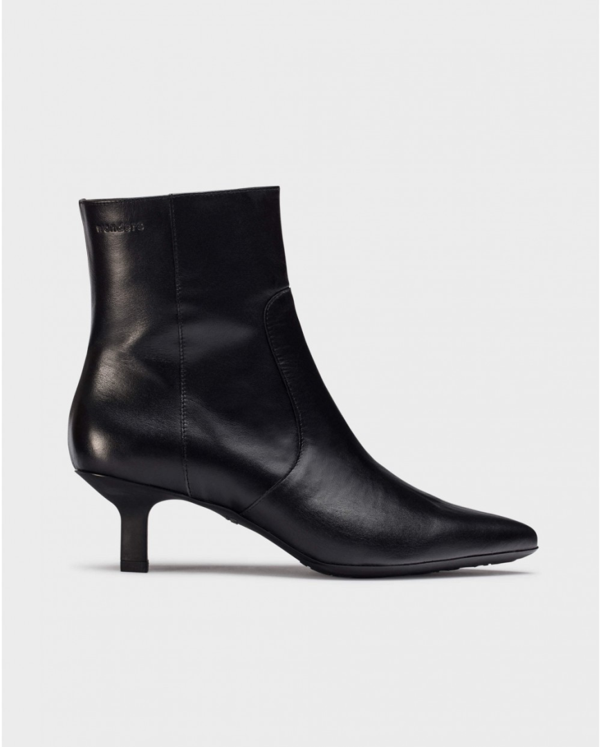 Botki damskie Wonders W130 czarne na obcasie